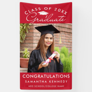 Photo Graduation Class Of 2026 Congrats Grad Red Banner