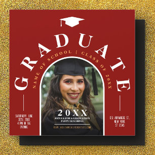 Photo Graduation Class of 2026 Red Magnetic Invitation