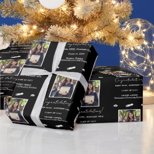 Photo Graduation Congratulations, Black and White Wrapping Paper