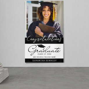 Photo Graduation Congratulations Grad 2025 Black Banner