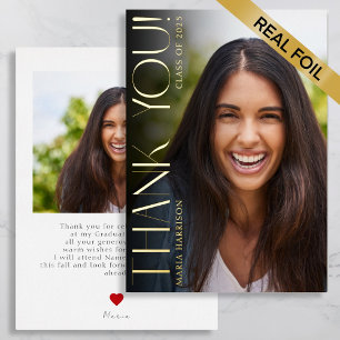 Photo Graduation Elegant Foil Thank You Card