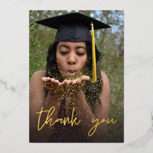 Photo Graduation Hat Vertical W Foil Thank You DK