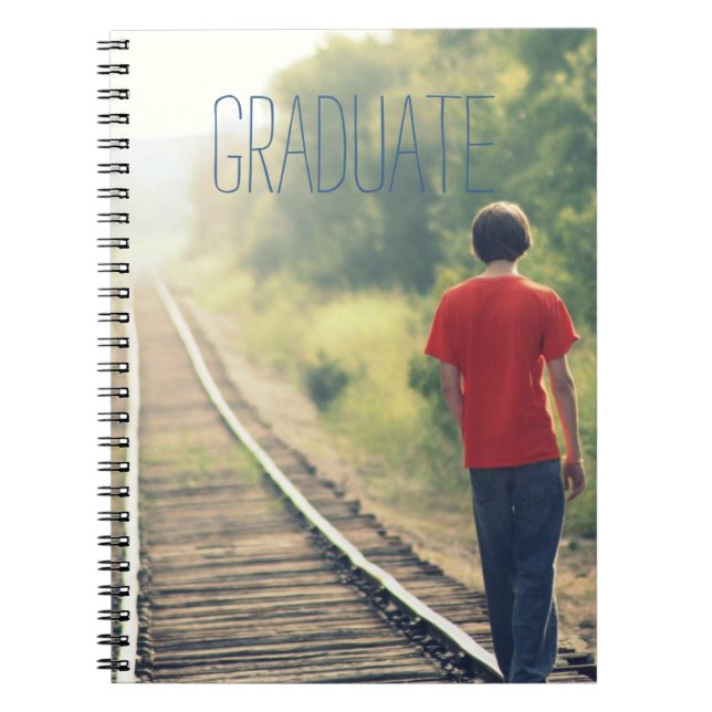 Photo Graduation High School Graduate Modern Blue Spiral Notebook (Front)