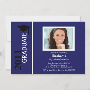 Photo Graduation Invitation Classy Blue & Black