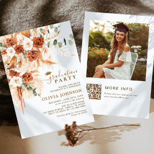 Photo Graduation Invitation QR Code Modern Minimal