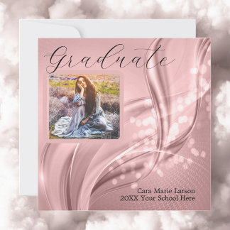 Photo Graduation Luxury Pink Metallic Invitation