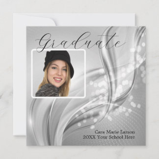Photo Graduation Luxury Silver Metallic Invitation