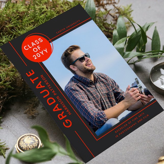 Photo Graduation Modern Script Red Grey (Creator Uploaded)