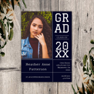 Photo Graduation Open House   Navy Invitation