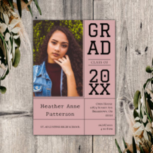 Photo Graduation Open House   Pink Invitation