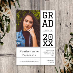 Photo Graduation Open House   White Invitation