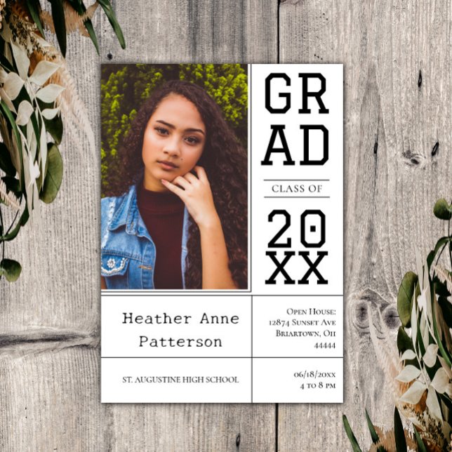 Photo Graduation Open House | White Invitation (White Photo Graduation Open House Invitation)