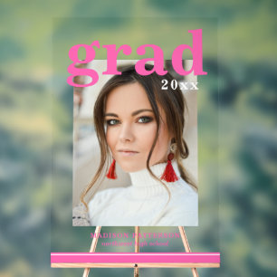 Photo Graduation Party Elegant Modern Script Acrylic Sign