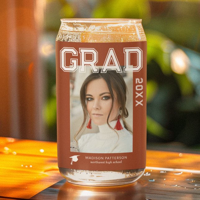 Photo Graduation Party Elegant Modern Script Can Glass (Creator Uploaded)