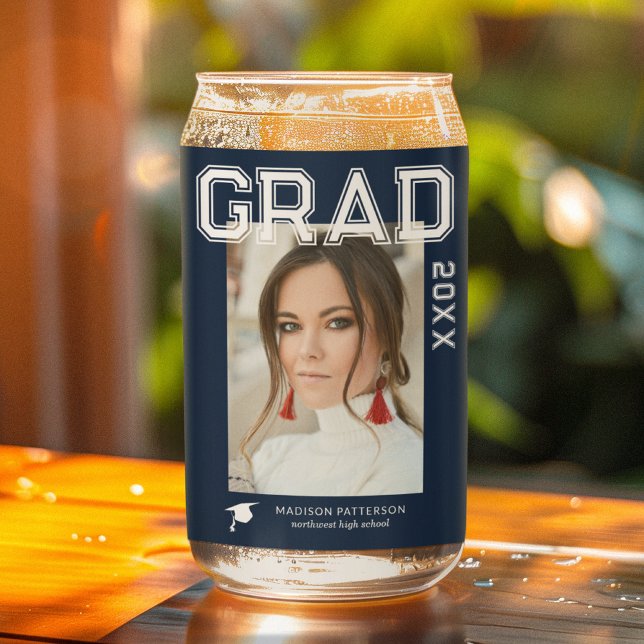 Photo Graduation Party Elegant Modern Script Can Glass (Creator Uploaded)