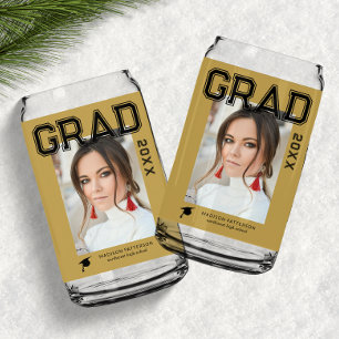 Photo Graduation Party Elegant Modern Script Can Glass