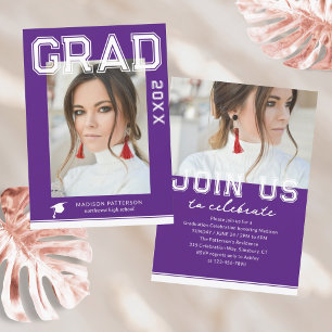 Photo Graduation Party Elegant Modern Script Invitation