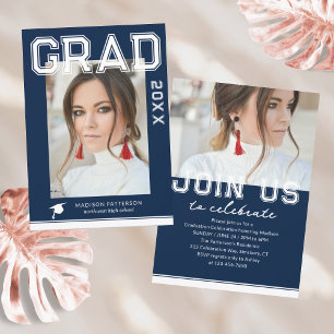 Photo Graduation Party Elegant Modern Script Invitation
