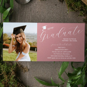 Photo Graduation Party Elegant Modern Script Invitation