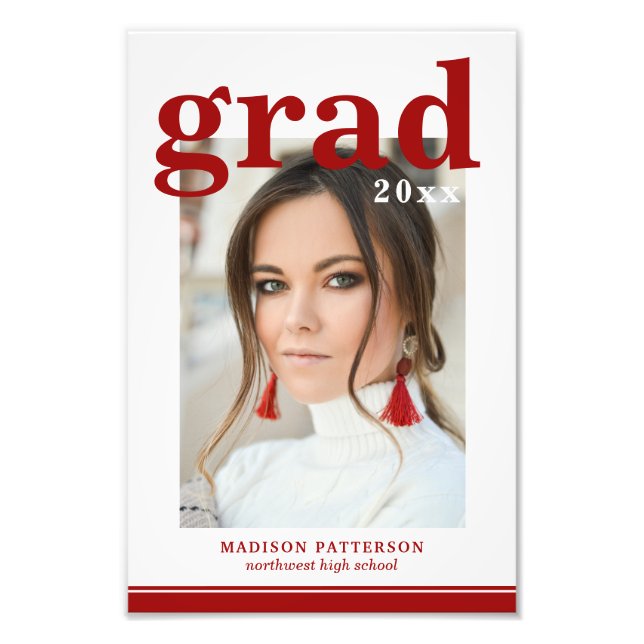 Photo Graduation Party Elegant Modern Script Print (Front)