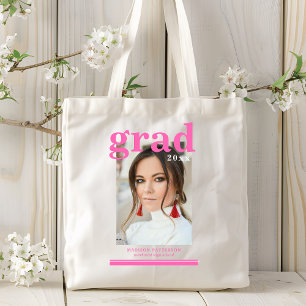 Photo Graduation Party Elegant Modern Script Tote