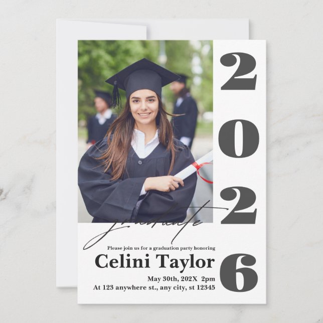 Photo Graduation Party Invitation 2026 - Custom (Front)