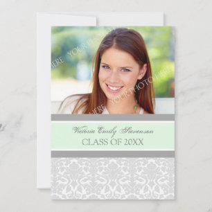 Photo Graduation Party Invitation Card Mint Grey