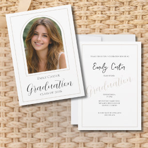 Photo Graduation Party Invitation Elegant Script