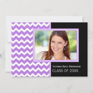 Photo Graduation Party Invitation Purple Chevron
