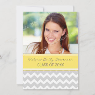 Photo Graduation Party Invitation Yellow Chevron