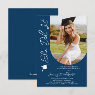 Photo Graduation Party Modern Elegant Script Invitation