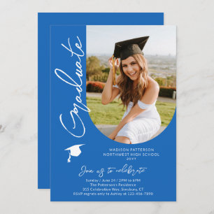 Photo Graduation Party Modern Elegant Script Invitation