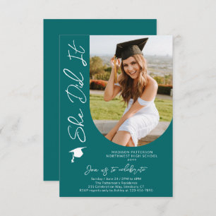 Photo Graduation Party Modern Elegant Script Invitation