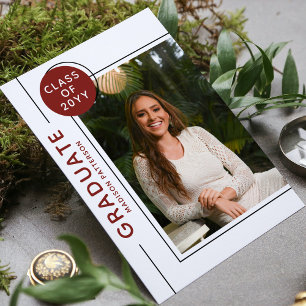 Photo Graduation Party Modern Script Burgundy