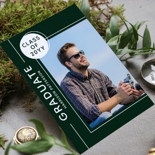 Photo Graduation Party Modern Script Green White