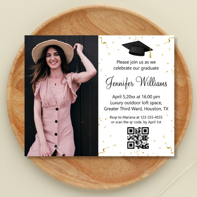 photo graduation party qr code rsvp invitation flyer (Creator Uploaded)