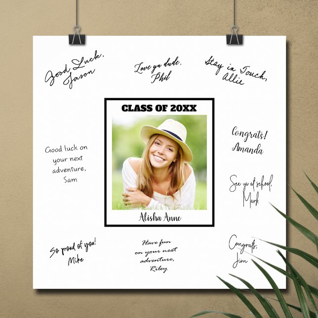 Photo Graduation Party Signature Message Poster (Graduation autograph poster with your photo, INSTANT DOWNLOAD and/or PRINTED)