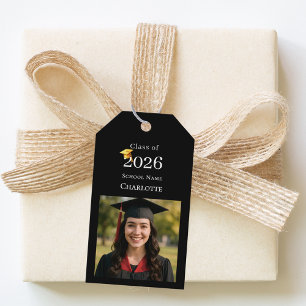 Photo Graduation Party Thank You black Gift Tags