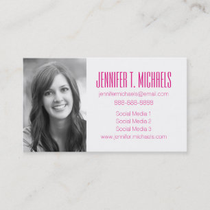 Photo Graduation Pink Watercolor Calling Card