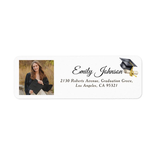 Photo Graduation Return Address Labels minimalist (Front)