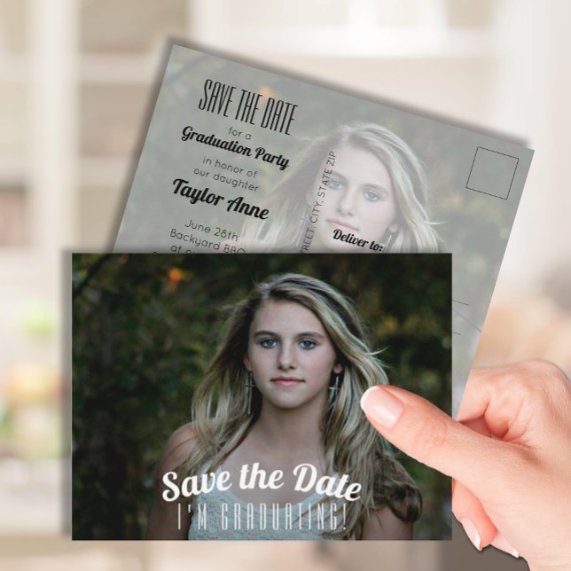 Photo Graduation Save the Date Postcard (2 photo graduation Save the Date Postcards)