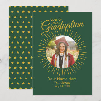 Photo Graduation Star Announcement (Green & Gold)