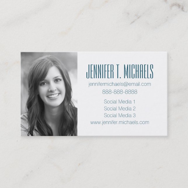 Photo Graduation | Teal Sea Animals Pattern Calling Card (Front)