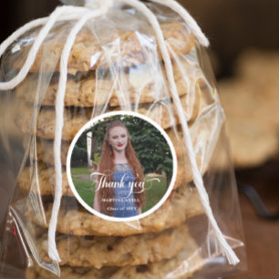 Photo Graduation Thank You  Classic Round Sticker