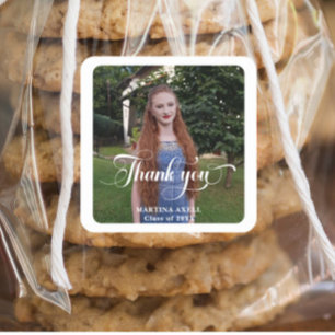 Photo Graduation Thank You Square Sticker