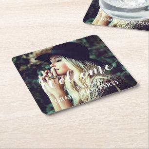 Photo Graduation Typography Party Favour Square Paper Coaster