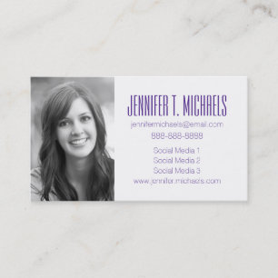 Photo Graduation Yellow & Purple Watercolor Calling Card