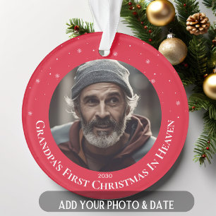 Photo Grandpa First Christmas In Heaven Custom Ornament