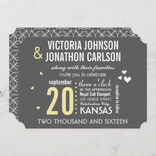 Photo Gray and Yellow Modern Typography Wedding Invitation