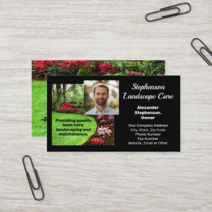 Photo Green Landscape Lawn Care Business Business Card